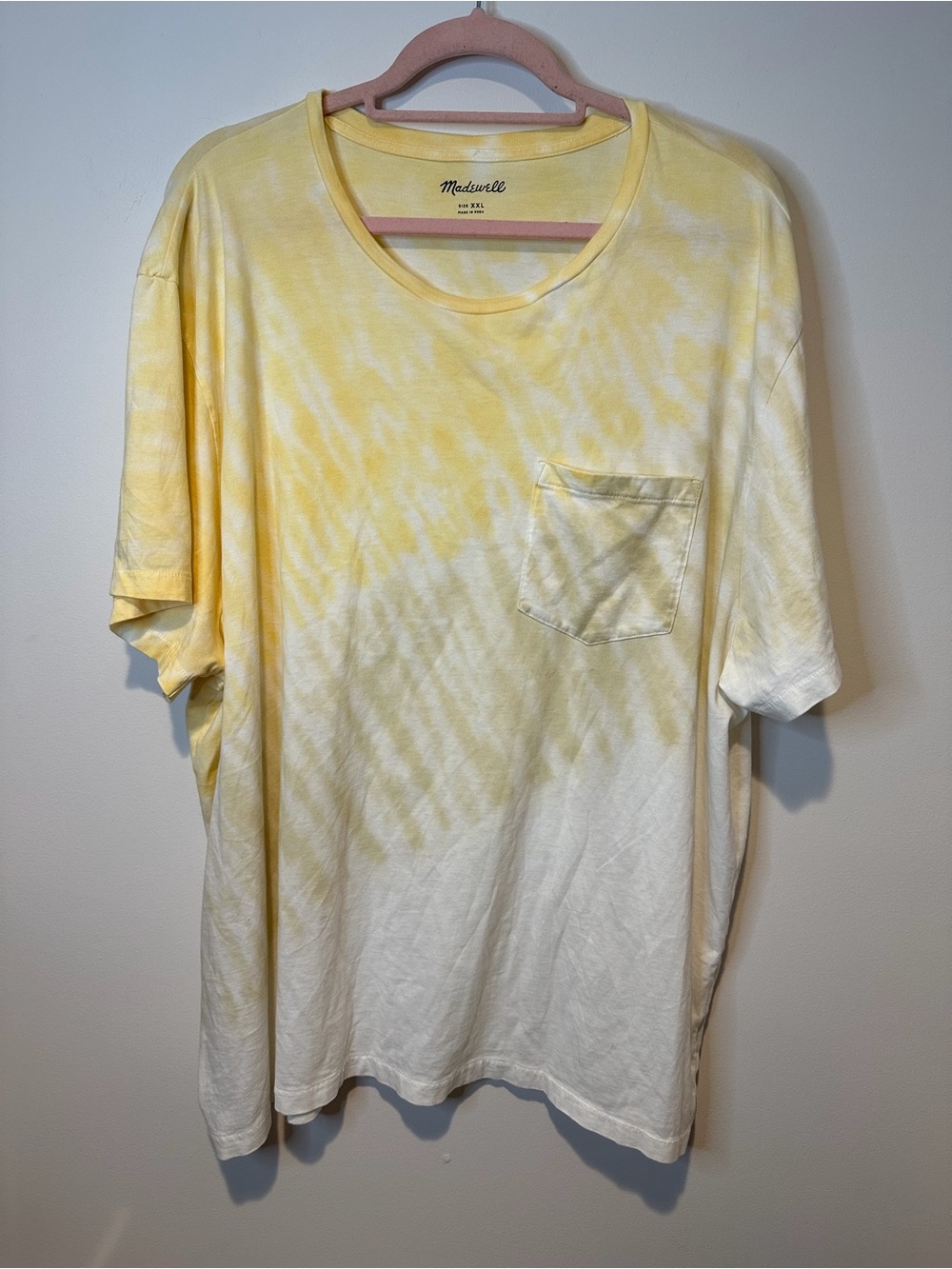madewell yellow tie dye pocket tshirt size xxl